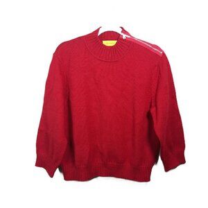 St. John Red Wool Mock Neck Sweater